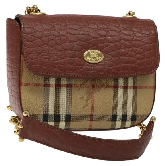 Burberrys Nova Check Shoulder Bag PVC Beige Gold - Picture 1 of 15